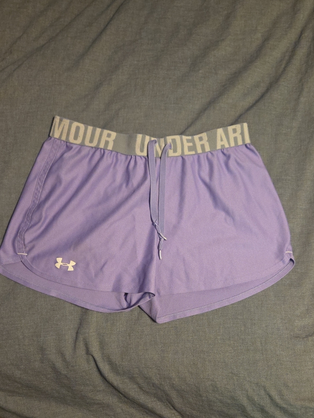 Under Armour Lavender Women's Athletic Shorts with Gray Waistband